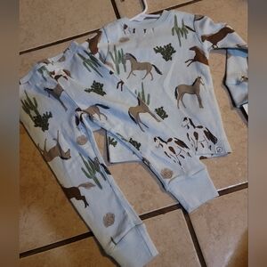 12m baby western 2 piece horses and cactus NWT